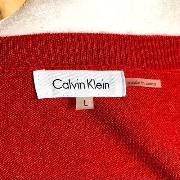 Calvin Klein red wool blend sweater with sequins L - Picture 6 of 8